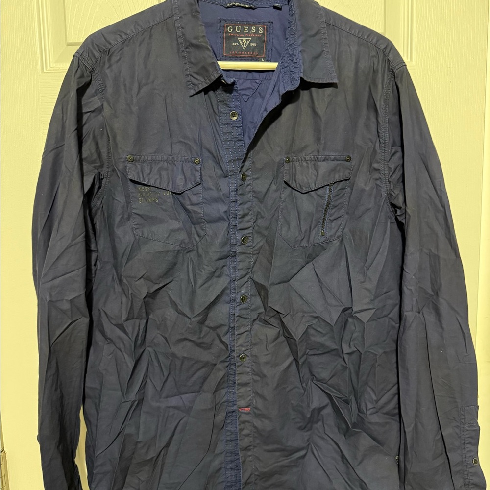 GUESS Men's Navy Shirt Jacket